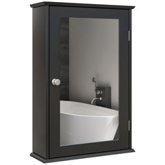 Bathroom Mirror Cabinet, Wall Mounted Medicine Cabinet with Door and Shelves, White