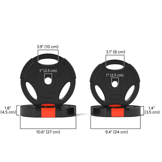 1-Inch Weight Plates, Barbell Weights Set for Weightlifting and Strength Training, 2 x 11lbs + 2 x 5.5lbs