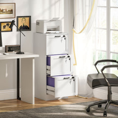 Vertical Filing Cabinet with 2 Drawers, Lock, File Cabinet for Home Office, A4 and Letter Size Files, White