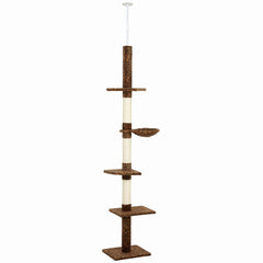 8.5ft Cat Climbing Tree 5-Tier Kitty Activity Center with Scratching Post Brown and White
