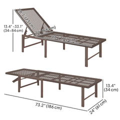 Wicker Outdoor Lounge Chair, Rattan Reclining Patio Lounger Tanning Chair with Adjustable Back, Brown