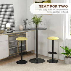 High Top Bar Table, Modern Round Dining Table with Painted Top and Steel Base, Bistro Table for 2 People, Black