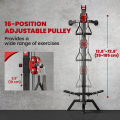 Wall Mount Cable Station, 16 Positions Adjustable Pulley Machine, Cable Crossover Machine with Handle Bar