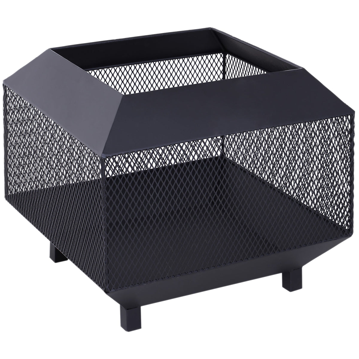 17" Outdoor Fire Pit with Fire Poker, Wood Burning Firepits, Portable Firepit for Patio Backyard Bonfire Camping, Black