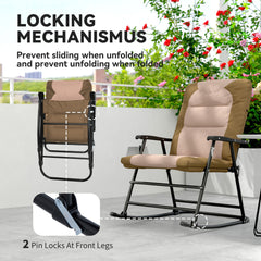 Folding Rocking Chair Set of 2 Padded Rockers with Armrest, Navy Blue