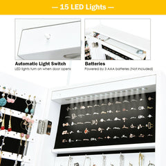 Lockable Armoire Jewelry Cabinet with LED Lights