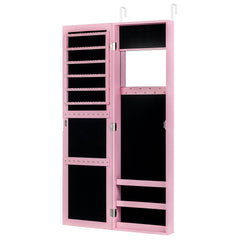 Jewelry Cabinet Wall or Door Mounted Jewelry Armoire Modern Hanging Jewelry Organizer-Pink