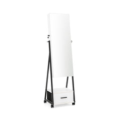 Jewelry Cabinet with Full-Length Mirror-White