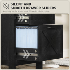 Vertical Filing Cabinet with 2 Drawers, Rustic Farmhouse Office Storage Cabinet for A4, Letter Size, Distressed Black