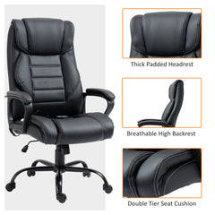 Massage Office Chair, High Back Executive Office Chair with 6-Point Vibration, Timer, Adjustable Height, Swivel Seat and Rocking Function, Black