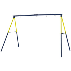 Kids Swing Set, Heavy Duty Metal 2 Seat Swing Stand Set with Ground Stakes, Supports 150 kg, Indoor Outdoor, Blue