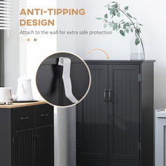 48" 4-Door Storage Cabinet Multi-Storey Large Space Pantry with Adjustable Shelves Black