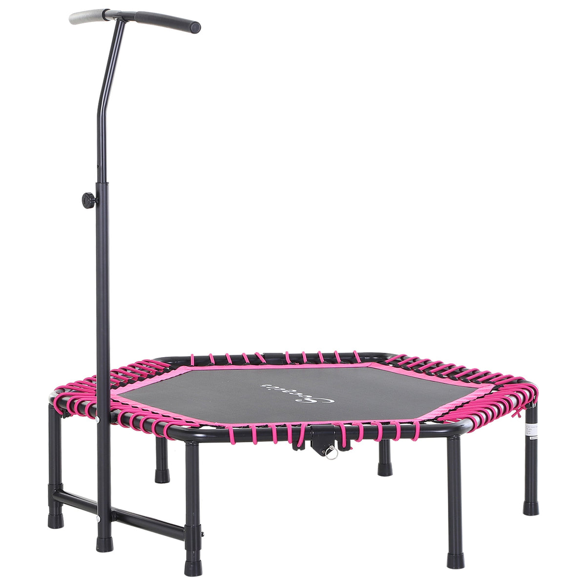 48" Adult Hexagon Rebounder Trampoline Fitness Bungee Jumping Cardio Trainer Outdoor Bouncer Jumper Adjustable Bar Pink