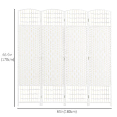 4 Panel Folding Room Divider, Portable Privacy Screen, Wave Fiber Room Partition for Home Office, Black
