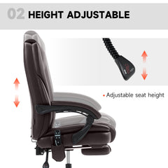 Massage Office Chair, Reclining Computer Chair with Adjustable Height and Footrest, Dark Brown