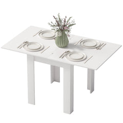 55" Extendable Dining Table for 4-6, Kitchen Table with Steel Slides and Felt Pads for Small Spaces, Black