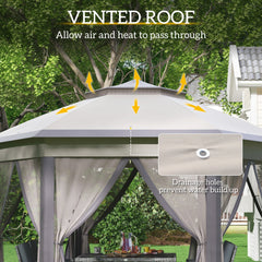 13' x 13' Pop Up Canopy Tent with Netting and Carry Bag, Instant Sun Shelter, Coffee and Beige