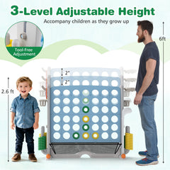 Jumbo 4-to-Score Game with Ring-toss and Basketball Hoop-Light Blue