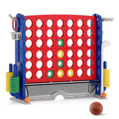 Jumbo 4-to-Score Game with Ring-toss and Basketball Hoop-Red