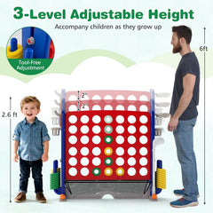 Jumbo 4-to-Score Game with Ring-toss and Basketball Hoop-Red