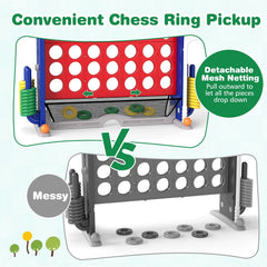 Jumbo 4-to-Score Game with Ring-toss and Basketball Hoop-Red