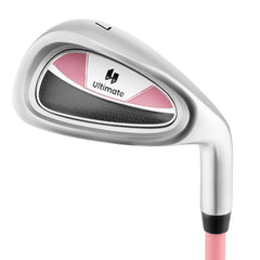 Junior #7 Iron for Kids with Fiberglass Shaft and Headcover-Pink