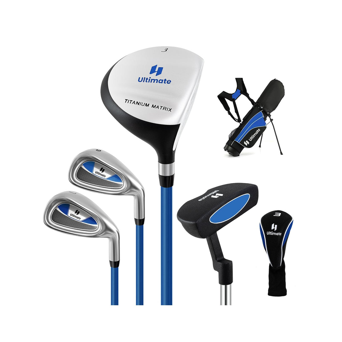 Junior Complete Golf Club Set for Age 8 to 10-Blue