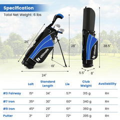 Junior Complete Golf Club Set for Age 8 to 10-Blue