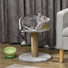 Cat Tree with Scratching Post, Toy Ball, Perch, Small Cat Tower for Indoor Cats - 16" x 16" x 19", Beige
