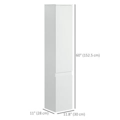 Tall Bathroom Cabinet, Freestanding Storage Organizer with Adjustable Shelves and Cupboards, 11.8" x 11" x 6", White