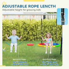 5-in-1 Kids Swing Set with Slide, Swings and Glider for Backyard, 770lbs Capacity, for Ages 3-8, Multicolour