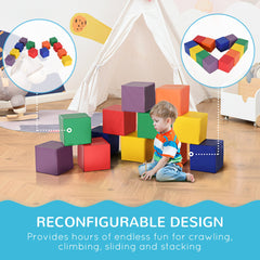 12 Piece Soft Play Blocks Soft Foam Toy Building And Stacking Blocks - Multicolours