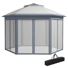 13' x 13' Pop Up Canopy Tent with Netting and Carry Bag, Instant Sun Shelter, Coffee and Beige
