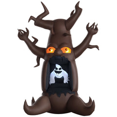 Inflatable Halloween Decoration Haunted Tree with White Ghost, Blow-Up Outdoor LED Display for Lawn, Garden, Party