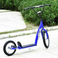 Kids Scooter with Adjustable Handlebar, Youth Kick Scooter with Dual Brakes, Inflatable Wheels, for Age 5+, Blue