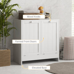 Tilt-Out Laundry Storage Cabinet, Modern Laundry Hamper with 2 Compartments for Bathroom Washroom, Black