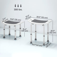 Height Adjustable Shower Chair Padded Bath Seat for Senior