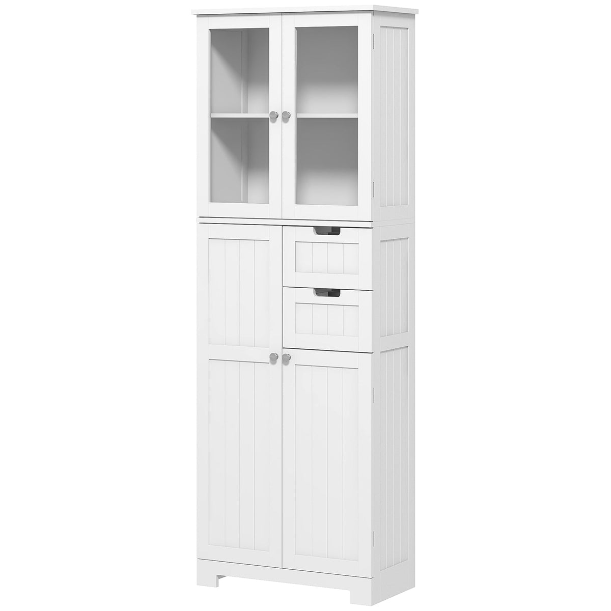 Floor Bathroom Storage Cabinet, Tall Bathroom Cabinet with Adjustable Shelves, for Kitchen, Living Room, White