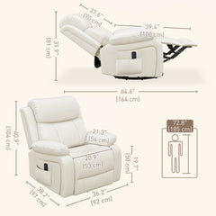 PU Leather Reclining Chair with Vibration Massage Recliner, Swivel Base, Rocking Function, Remote Control, Brown
