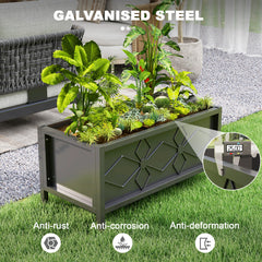 Galvanized Raised Garden Bed with Drainage Holes, Metal Raised Flower Bed, Outdoor Galvanized Planter Box for Herbs
