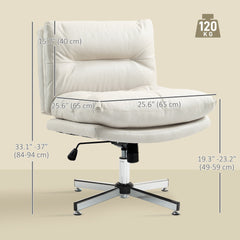 Armless Office Chair, Criss Cross Chair with Adjustable Height & Tilt Function for Home Office, Study, Grey