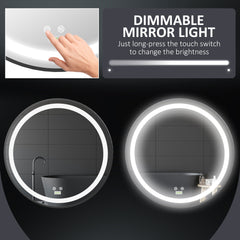 LED Bathroom Mirror for Vanity, Dimmable Lighted Anti Fog Wall Mirror with 3 Temperature Colors, Plug-in, 24 Inch