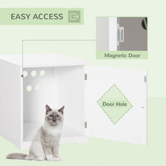 Cat Litter Box Enclosure End Table, Indoor Cat Washroom with Magnetic Door, Hidden Litter Box Nightstand with Large Tabletop, Easy Assembly, Black