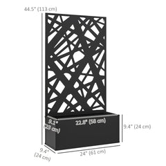 Raised Garden Bed with Trellis, Freestanding/Wall Mounted Metal Garden Box with Privacy Panel, Irregular Line Cut-Outs