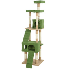 68-inch Multi-Level Cat Scratching Tree Kitty Activity Center Post Tower Condo Pet Furniture w/ Toy Beige
