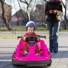6V Kids Ride On Go Kart with 13.5 Inch Belted Seat and USB Music Panel, Pink