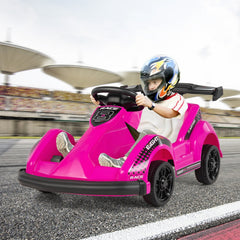 6V Kids Ride On Go Kart with 13.5 Inch Belted Seat and USB Music Panel, Pink