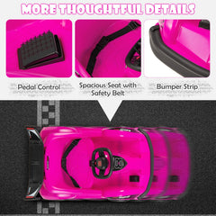 6V Kids Ride On Go Kart with 13.5 Inch Belted Seat and USB Music Panel, Pink