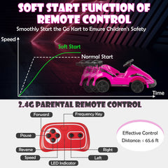 6V Kids Ride On Go Kart with 13.5 Inch Belted Seat and USB Music Panel, Pink