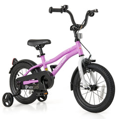 14 Inch Kids Bike with Reflectors, Bell and Detachable Training Wheels, Purple